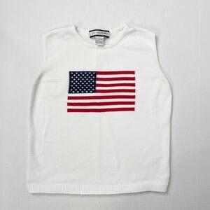 Vintage American Flag Sweater Vest White USA Vintage Y2K Womens Large